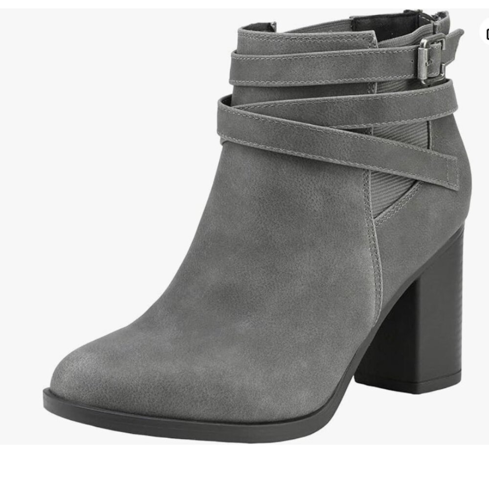Stacked Mid Heel Chunky Ankle Booties
